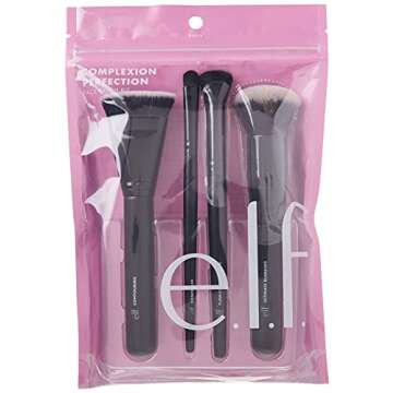 e.l.f. Complexion Perfection Brush Kit, 4-Piece Makeup Brush Set, Brushes For Foundations & Concealers, Vegan & Cruelty-Free