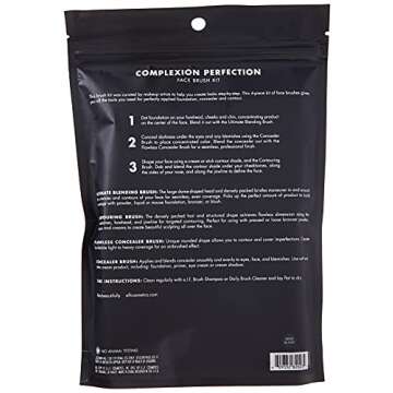 e.l.f. Complexion Perfection Brush Kit, 4-Piece Makeup Brush Set, Brushes For Foundations & Concealers, Vegan & Cruelty-Free