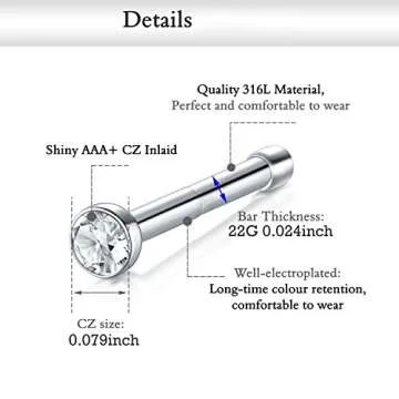 Incaton 22G Nose Rings - Stylish & Hypoallergenic Set 33 Pcs