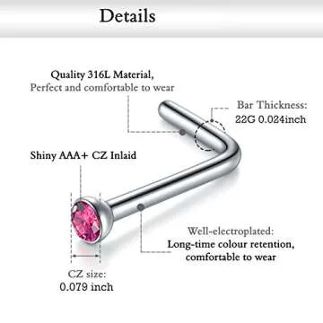 Incaton 22G Nose Rings - Stylish & Hypoallergenic Set 33 Pcs