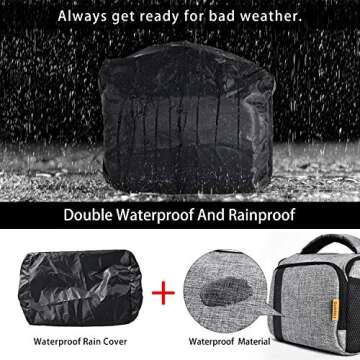 FOSOTO Compact SLR/DSLR Stylish Camera Bag Case Compatible for Nikon P900 B500 D3500 D5600 D7500, Canon EOS T6 T7i T5 4000D 80D, Sony A73 Mirrorless Camera Shoulder Case Waterproof Rain Cover (Gray)