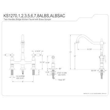 Kingston Brass KS1271ALBS Heritage Bridge Kitchen Faucet, 8-9/16", Polished Chrome