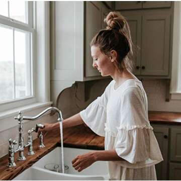 Kingston Brass KS1271ALBS Heritage Bridge Kitchen Faucet, 8-9/16", Polished Chrome