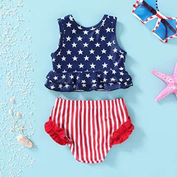 Stylish 4th of July Baby Girl Swimsuit for Toddlers