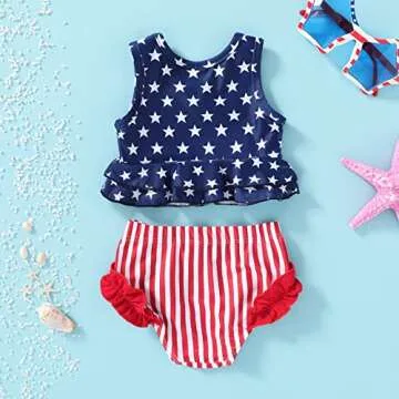 Stylish 4th of July Baby Girl Swimsuit for Toddlers