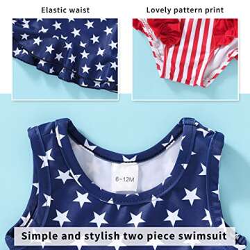 Stylish 4th of July Baby Girl Swimsuit for Toddlers