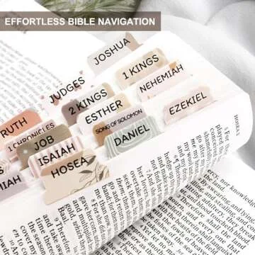 Laminated Bible Tabs for Women & Men - Large Print Tabs for Study Bibles, Boho Theme for Easy Navigation and Quick Reference - Easy-to-Read and Apply Tabs for All Ages