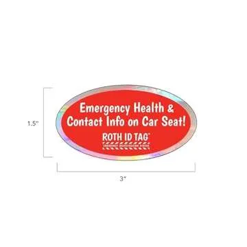 Original ROTH ID TAG™ Kit | Emergency Contact Identification System for Car Seats, Red, White, Black