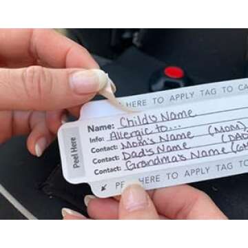 Original ROTH ID TAG™ Kit | Emergency Contact Identification System for Car Seats, Red, White, Black