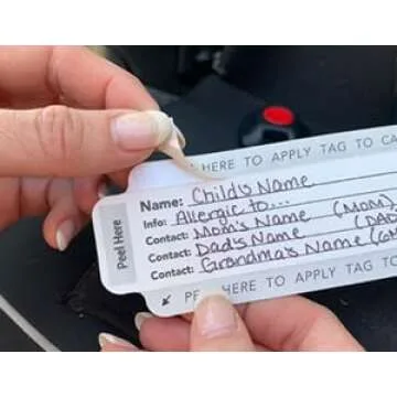 Original ROTH ID TAG™ Kit | Emergency Contact Identification System for Car Seats, Red, White, Black