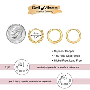 DAILY VIBES Small Gold Hoops Huggie Earrings Set
