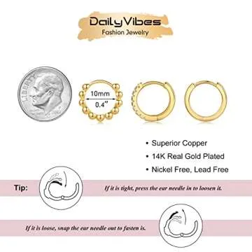 DAILY VIBES Small Gold Hoops Huggie Earrings Set