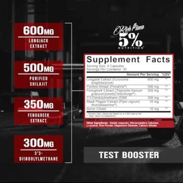 5% Nutrition Rich Piana Test | Natural Testosterone Booster for Men | Muscle Builder, Male Vitality,...