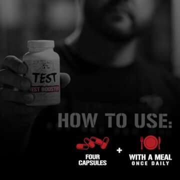 5% Nutrition Rich Piana Test | Natural Testosterone Booster for Men | Muscle Builder, Male Vitality, Energy & Stamina | Tongkat Ali (Longjack), Shilajit, Fenugreek, DIM, Boron | 120 Capsules