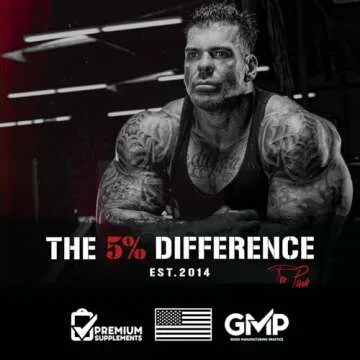 5% Nutrition Rich Piana Test | Natural Testosterone Booster for Men | Muscle Builder, Male Vitality, Energy & Stamina | Tongkat Ali (Longjack), Shilajit, Fenugreek, DIM, Boron | 120 Capsules