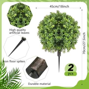 Canlierr 2 Pcs UV Resistant Artificial Boxwood Ball