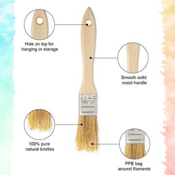 Nuogo 150 Pcs Chip Paint Brushes 1 Inch Paint Brush Bulk Multipurpose Household Bristle with Wooden Handle for Drawing Staining Basting Dyeing Applying Glues Art Crafts