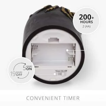 Luminara Black and Gold Spider Flameless LED Candle, Flat Top Moving Flame Pillar, Real Unscented Wax and Timer (3" x 4.5")