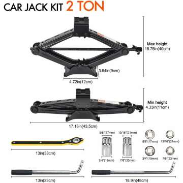 2 Ton Scissor Car Jack Kit for Easy Tire Changes