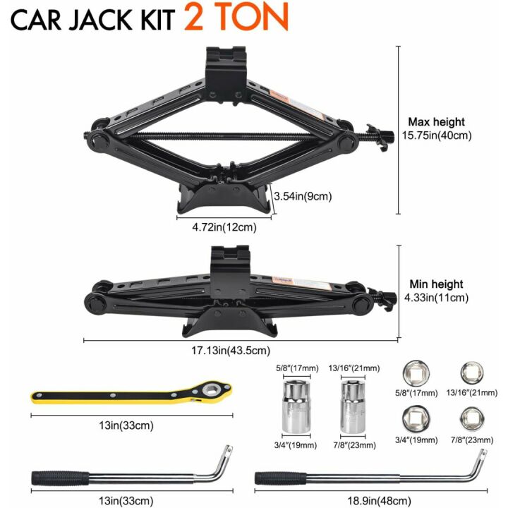 2 Ton Scissor Car Jack Kit for Easy Tire Changes