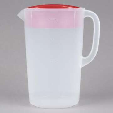 Rubbermaid Pitcher Classic 1 Gallon Clear Base, Red Lid