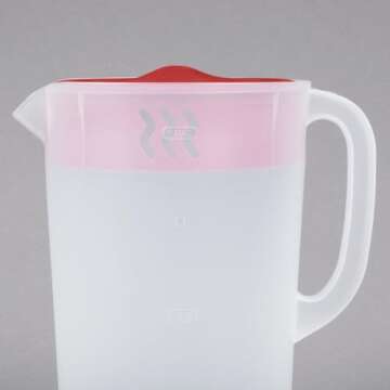 Rubbermaid Pitcher Classic 1 Gallon Clear Base, Red Lid
