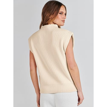 Chic ANRABESS Mock Neck Cap Sleeve Sweater Vest