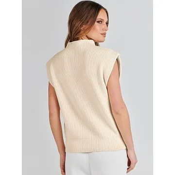 Chic ANRABESS Mock Neck Cap Sleeve Sweater Vest
