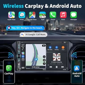 Double Din Car Stereo Compatible with Voice Control Apple Carplay - 7 Inch HD LCD Touchscreen Monito...