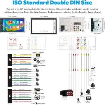 Double Din Car Stereo Compatible with Voice Control Apple Carplay - 7 Inch HD LCD Touchscreen Monitor, Bluetooth, Subwoofer, USB/SD Port, A/V Input, AM/FM Car Radio Receiver, Backup Camera