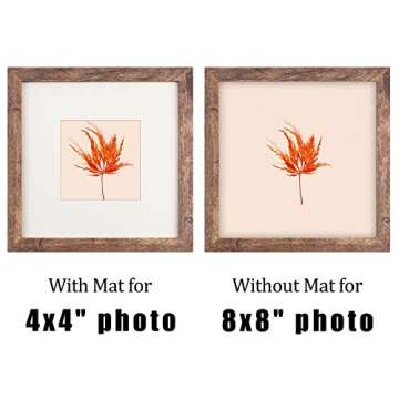 TOFOREVO Picture Frames 8x8 Set of 2 Rustic Wood Grain Photo Frame for Gallery Wall Mounting or Tabl...