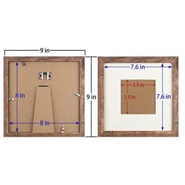 TOFOREVO Picture Frames 8x8 Set of 2 Rustic Wood Grain Photo Frame for Gallery Wall Mounting or Tabletop Display