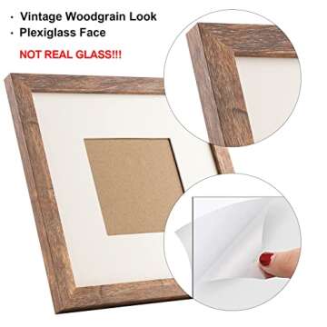 TOFOREVO Picture Frames 8x8 Set of 2 Rustic Wood Grain Photo Frame for Gallery Wall Mounting or Tabletop Display