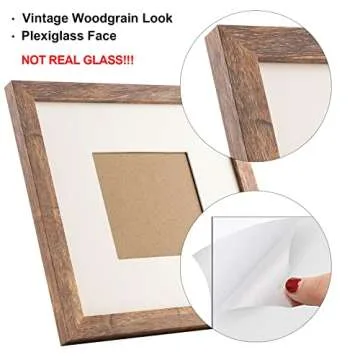 TOFOREVO Picture Frames 8x8 Set of 2 Rustic Wood Grain Photo Frame for Gallery Wall Mounting or Tabletop Display