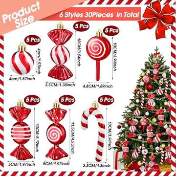 Liliful Christmas Candy Ornament Set 30 Pcs Decorations