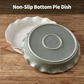 SIDUCAL Ceramic Pie Pan for Baking[10.5 inch],Reusable NonStick Ceramic Pie Plate with Ruffled Edge,Deep and Fluted Pie Dish for Apple Pie,Quiche,Pot Pies, Tart, etc（Green）