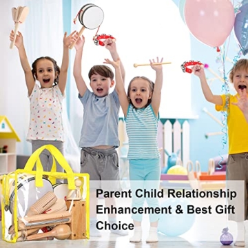 Chumia Kids 13 Pcs Wooden Musical Instruments Set for Toddlers