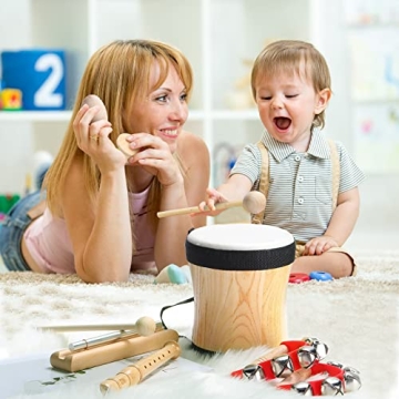 Chumia Kids 13 Pcs Wooden Musical Instruments Set for Toddlers