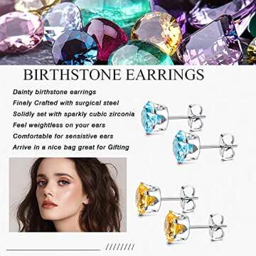 Jstyle Hypoallergenic Stud Earrings Set for Sensitive Ears