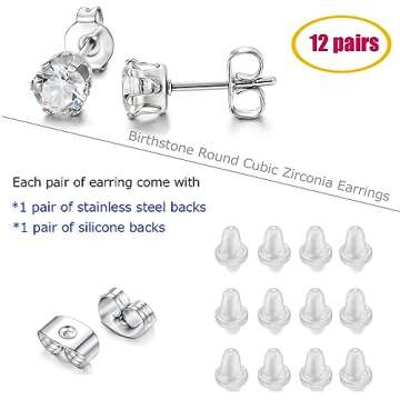 Jstyle Hypoallergenic Stud Earrings Set for Sensitive Ears