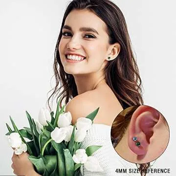 Jstyle Hypoallergenic Stud Earrings Set for Sensitive Ears