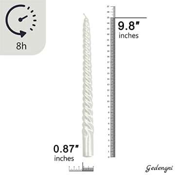 White Tapered Candle Twist Candlestick,Gedengni 10INCH Spiral Taper Candles Long Twisted Candle Sticks for Dinner Table Wedding Home Decoration,2pcs,SM101-WHITE
