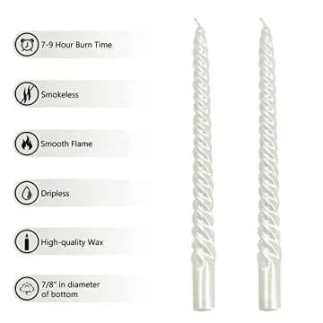 White Tapered Candle Twist Candlestick,Gedengni 10INCH Spiral Taper Candles Long Twisted Candle Sticks for Dinner Table Wedding Home Decoration,2pcs,SM101-WHITE