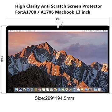 COOSKIN High Clarity PET Screen Protector For 13 inch MacBook Pro A1708 A1706 A1989,4H Anti Scratch ...