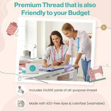 Sewing Thread-24 Spools of Polyester Thread for Sewing Machine for Beginners, Hand Stitching & Quilt...