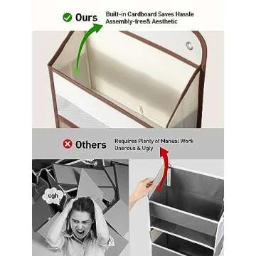 Yecaye 1 Pc 5 Tier Over the Door Organizer with 15 Pockets | 44lb Load Over the Door Storage | No Sagging Closet Organizers and Storage | Versatile Nursery Hanging Organizers for Home Dorm - Beige