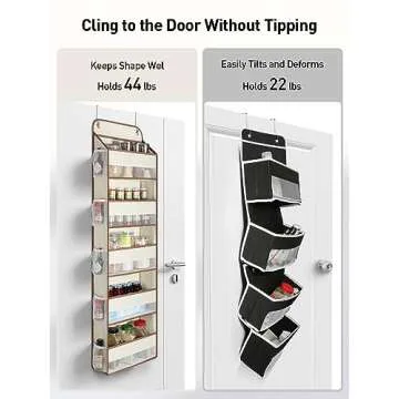 Yecaye 1 Pc 5 Tier Over the Door Organizer with 15 Pockets | 44lb Load Over the Door Storage | No Sagging Closet Organizers and Storage | Versatile Nursery Hanging Organizers for Home Dorm - Beige