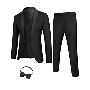 COOFANDY Men's 4 Pieces Suit Shawl Lapel Tuxedo - Elegant Formal Wear