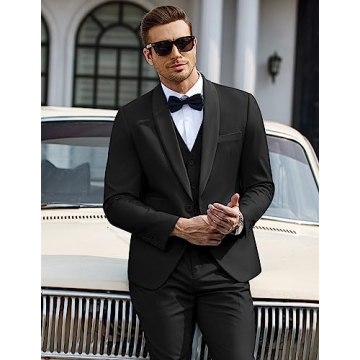 COOFANDY Men's 4 Pieces Shawl Lapel Tuxedo for All Occasions