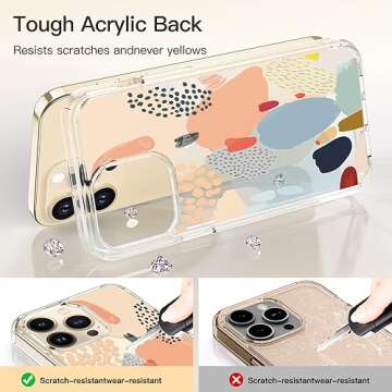 ICEDIO for iPhone 12 Case with Screen Protector,iPhone 12 Pro Case,Clear with Multi-Colored Painting Patterns for Girls Women,Shockproof Slim Fit TPU Cover Protective Phone Case